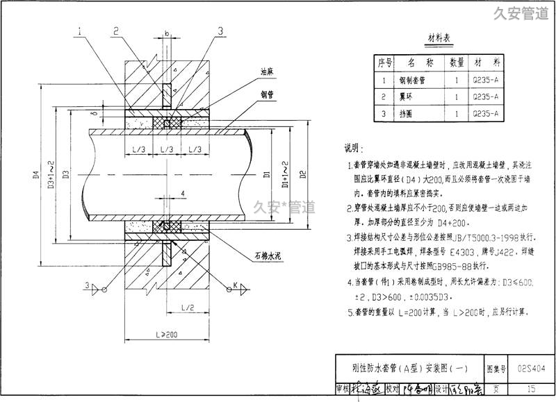 剛性防水套管A型結構圖